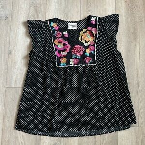 Savanna Jane embroidered polka dot top